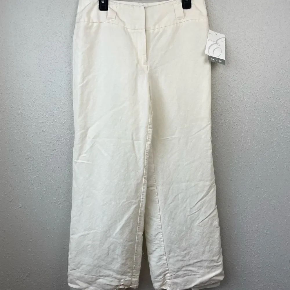 NWT Emma James Off-White Linen Blend Pants Size 10